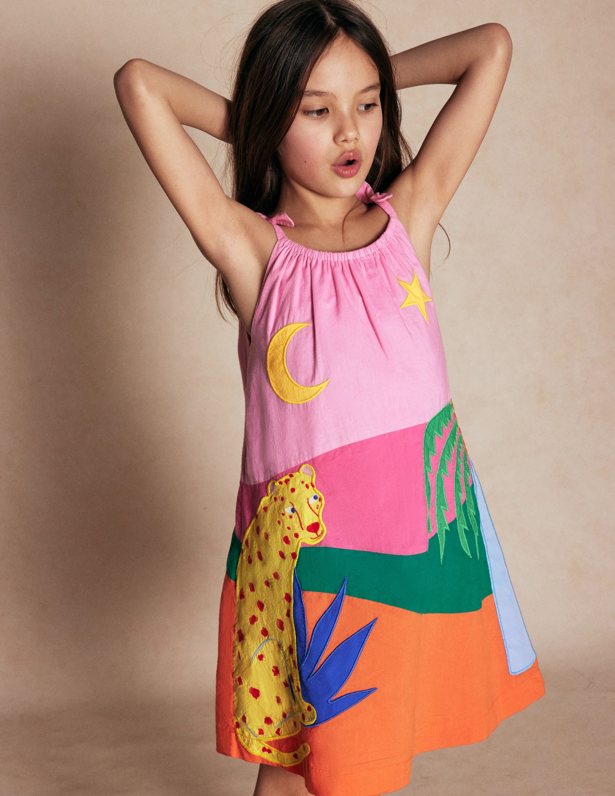 Strappy Appliqué Dress-Vintage Mauve