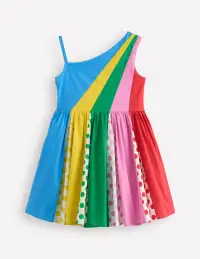 One Shoulder Woven Dress-Multi Spot(2-3y)