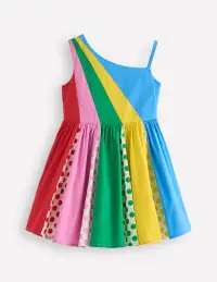 One Shoulder Woven Dress-Multi Spot(2-3y)