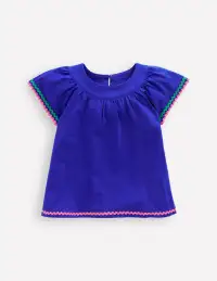 Trim Detail Pretty Top-Bright Blue