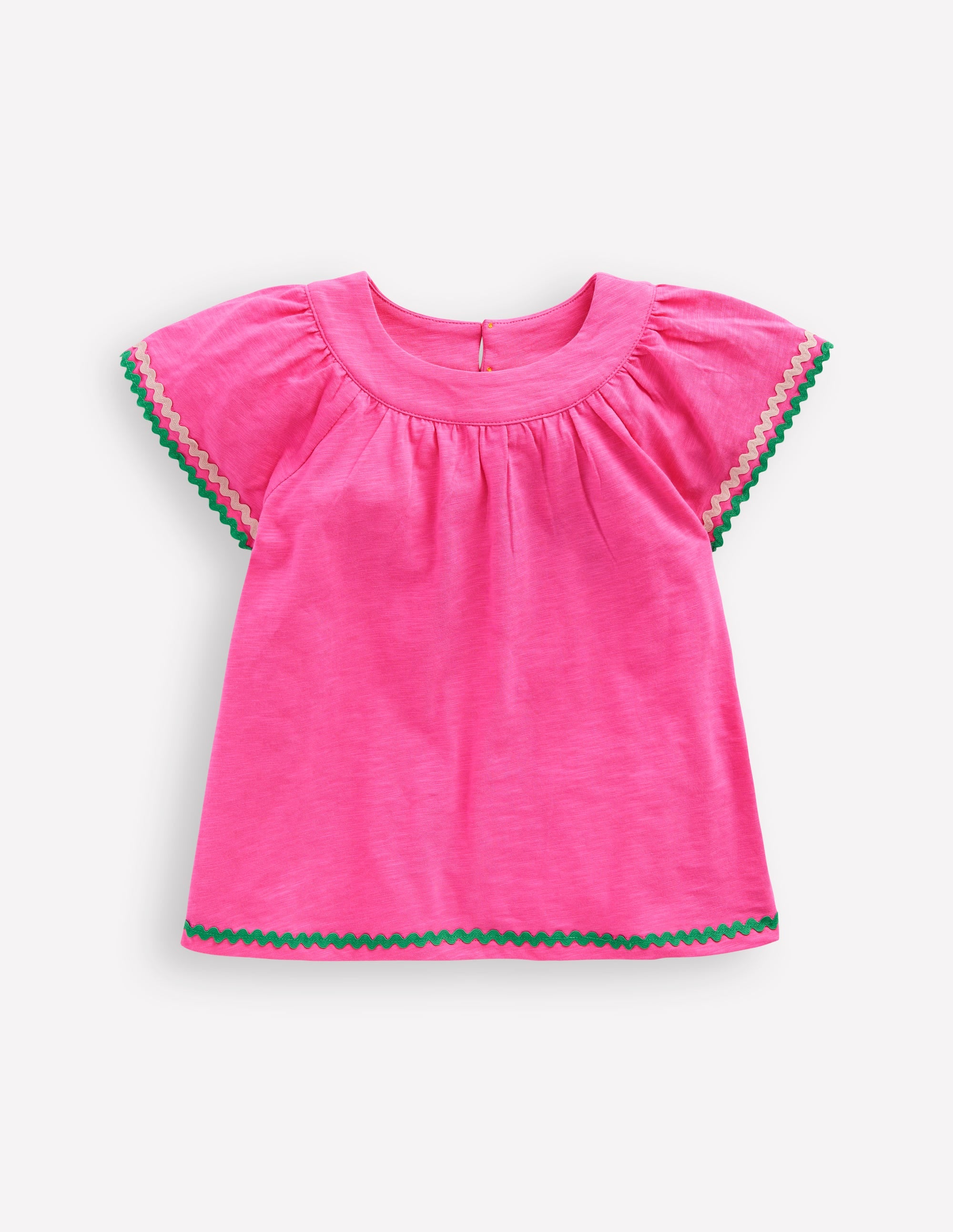 Trim Detail Pretty Top-Sorbet Pink