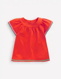Trim Detail Pretty Top-Firecracker Red