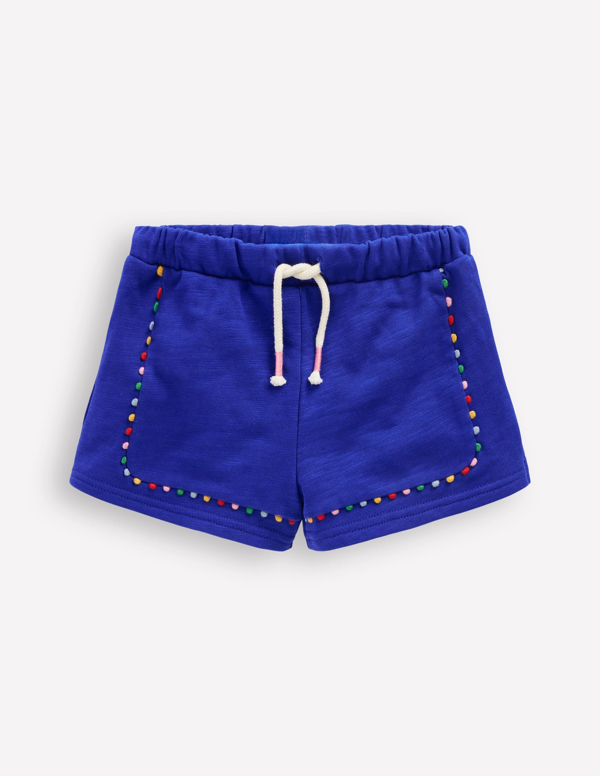 Pom Trim Jersey Short-Bright Blue