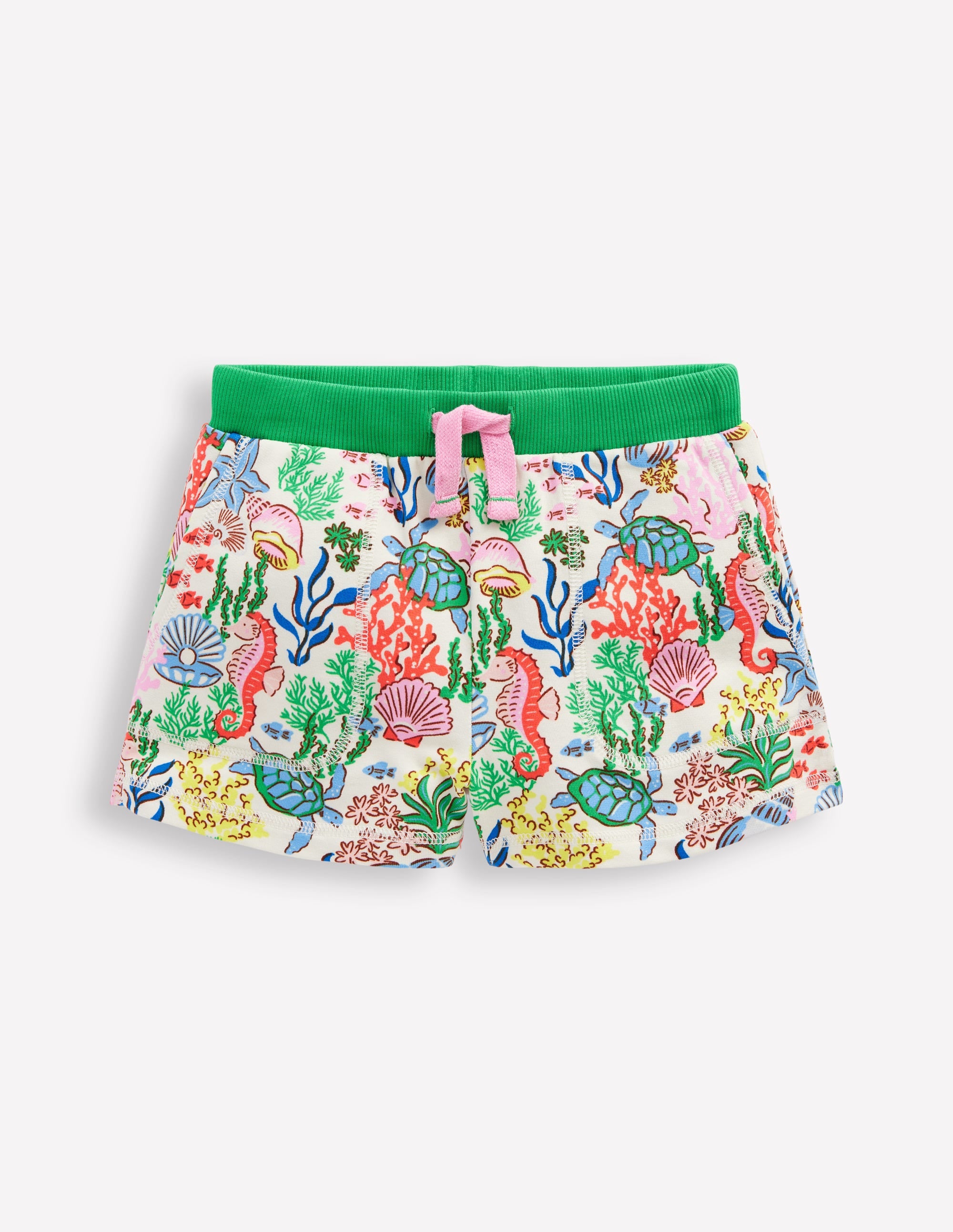 Printed Jersey Shorts-Multi Coral Cove
