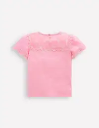 Broderie Sleeve Tee-Vintage Mauve(2-3y)