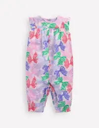 Girls Ruffle Sleeve Romper-French Pink Bows