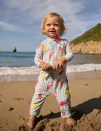 Printed Sun Safe Surfsuit-Vintage Blue Ice Cream Stripe