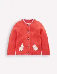 Fun Logo Cardigan-Jam Red Bunnies