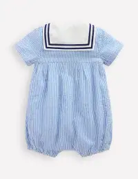 Boys Heritage Nautical Romper-Vintage Blue Ticking Stripe(0-3m)