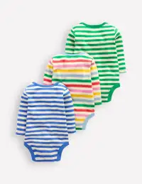 Striped 3 Pack Bodies-Oatmeal Multi Stripe(0-3m)