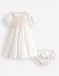 Occasion Smocked Dress-Ivory