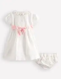 Occasion Smocked Dress-Ivory(0-3m)