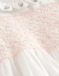 Occasion Smocked Dress-Ivory(0-3m)