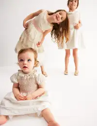 Occasion Smocked Dress-Ivory(0-3m)