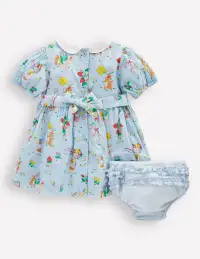 Traditional Smock Dress-Niagara Mist May Day(0-3m)