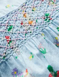 Traditional Smock Dress-Niagara Mist May Day(0-3m)