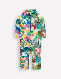 Printed Sun Safe Surfsuit-Soft Ivory Multi Jungle