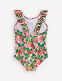 Frilly Swimsuit-Pink Strawberry Patch(0-3m)