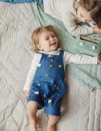 Embroidered Overalls Set-Denim Easter Embroidery(0-3m)
