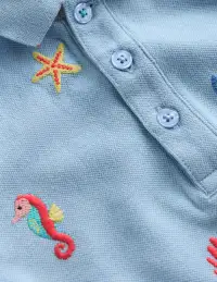 Embroidered Polo-Glacier Blue(0-3m)