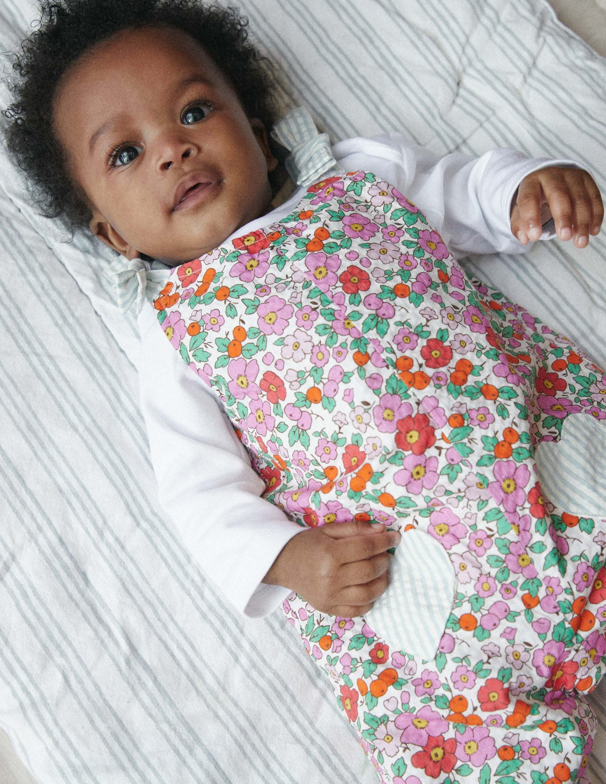 Girls Heart Patch Dungaree-Pink Apple Blossom Floral
