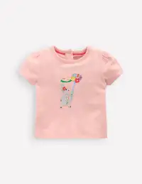 Girls Puff Sleeve Logo T-Shirt-Chalk Pink May Day Bunny