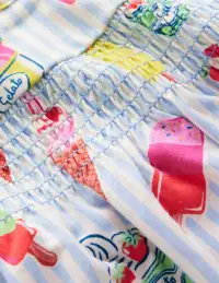 Shirred Jersey Dress-Blue Ice Creams(0-3m)