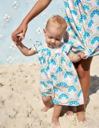 Gathered Woven Dress-Coconut Milk Rainbow Shells
