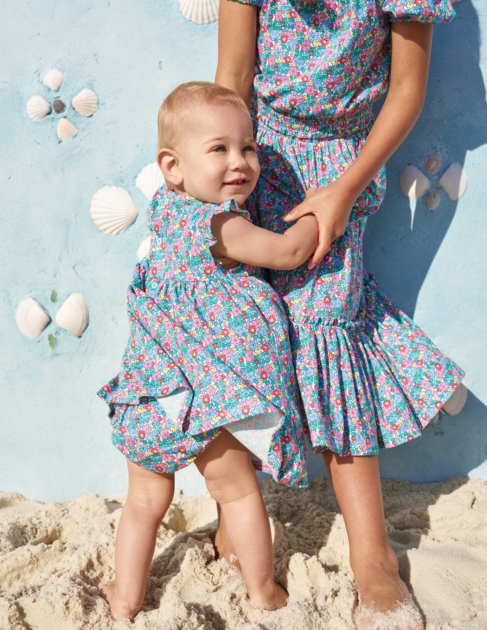 Jersey Frill Sleeve Dress-Multi Flowerbed