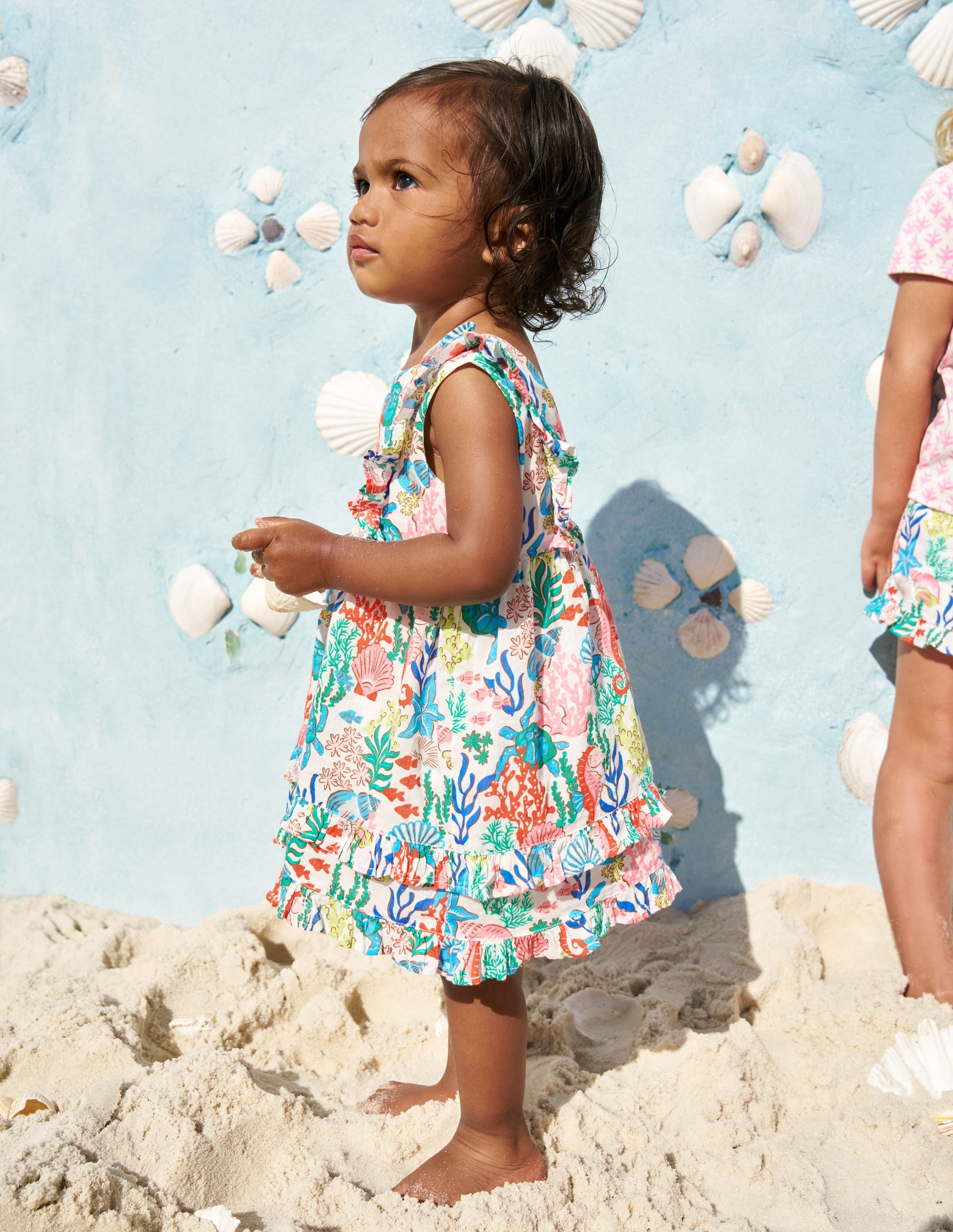 Frilly Pinny Dress-Multi Coral Cove