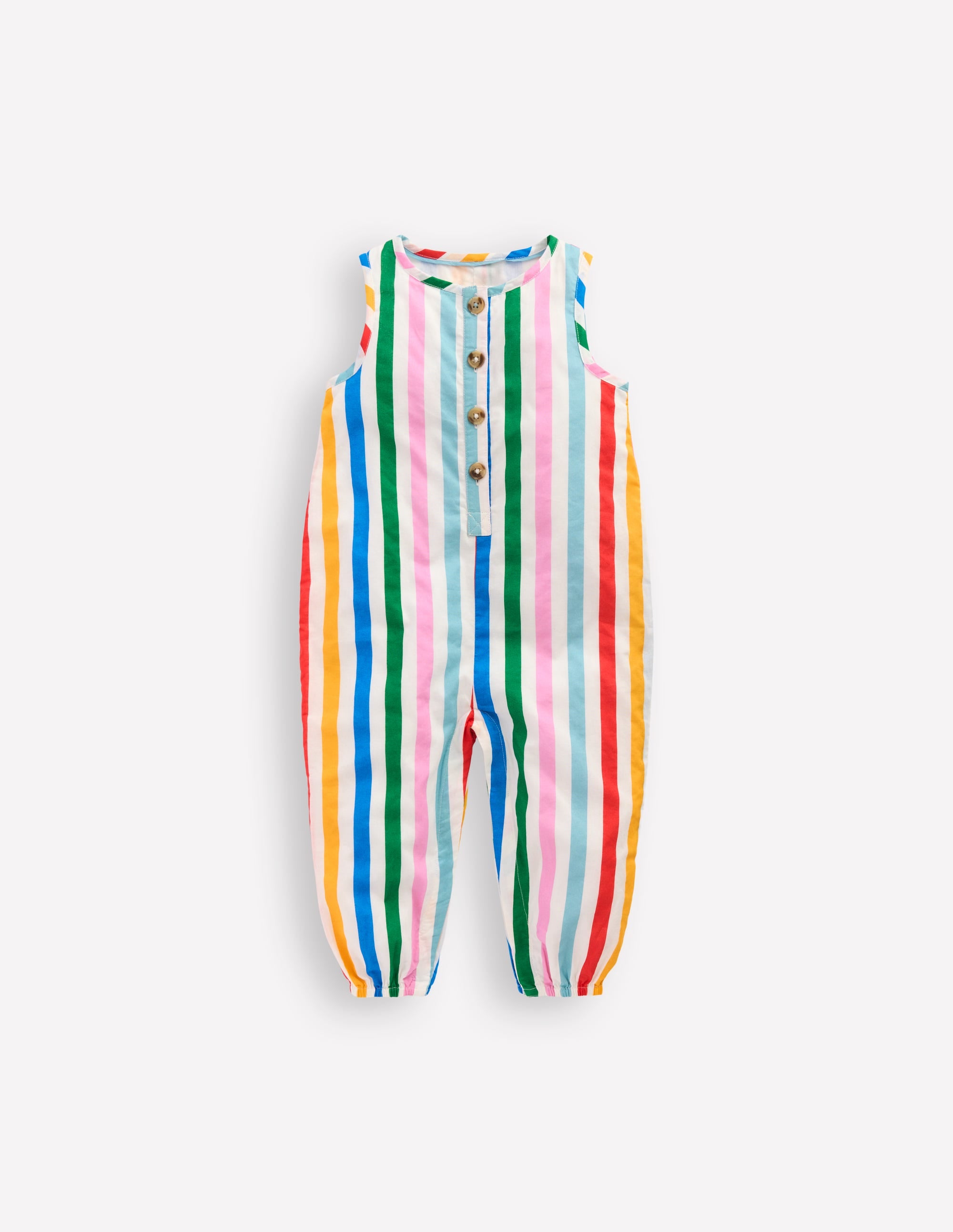Woven Romper-Rainbow Multi Stripe