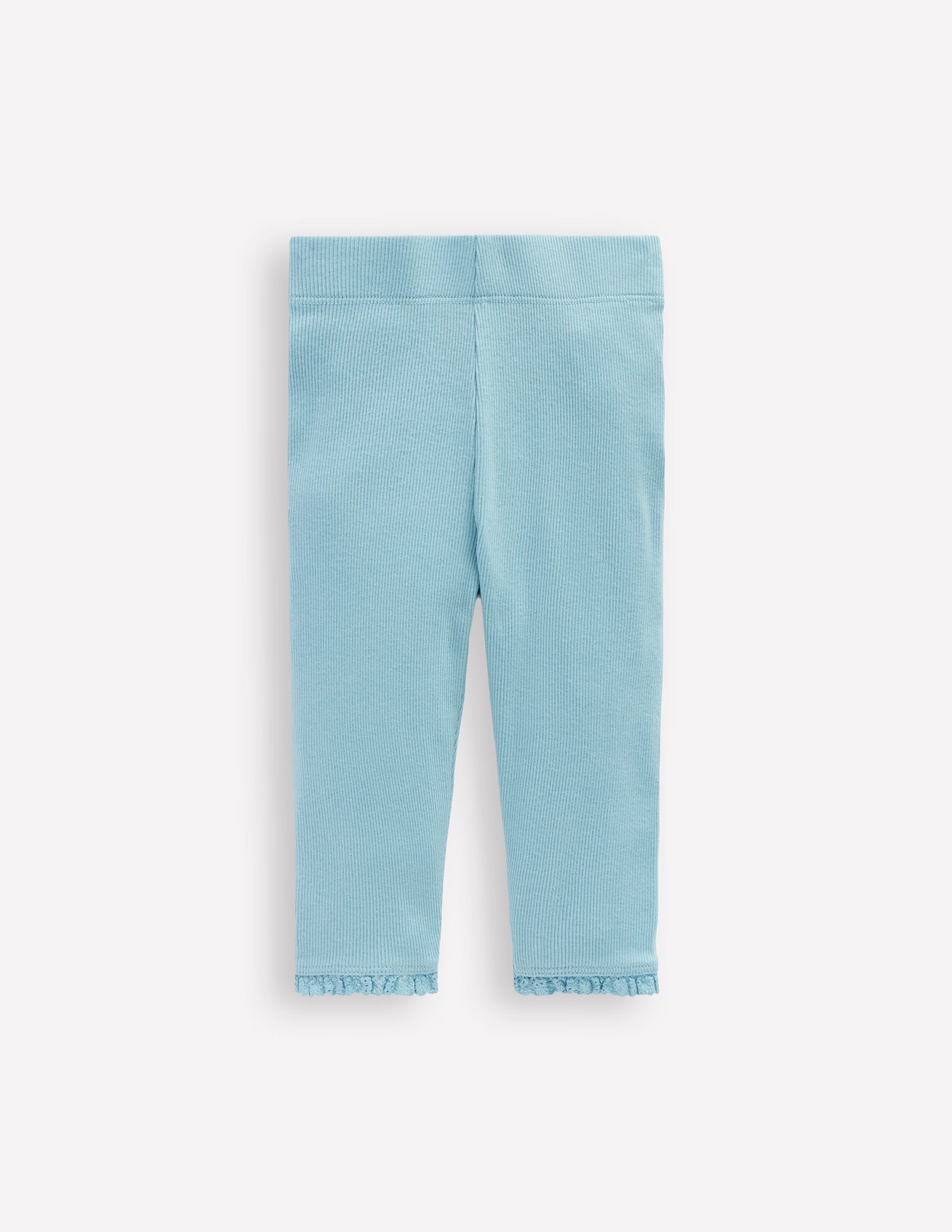 Girls Ribbed Leggings-Vintage Blue