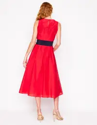 Pleated Sleeveless Dress-Poppy Red(Petite,2)