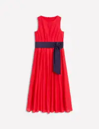 Pleated Sleeveless Dress-Poppy Red(Petite,2)