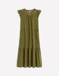 Juliet Broderie Midi Dress-Woodland Green(Petite,2)