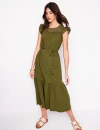 Juliet Broderie Midi Dress-Woodland Green(Petite,2)
