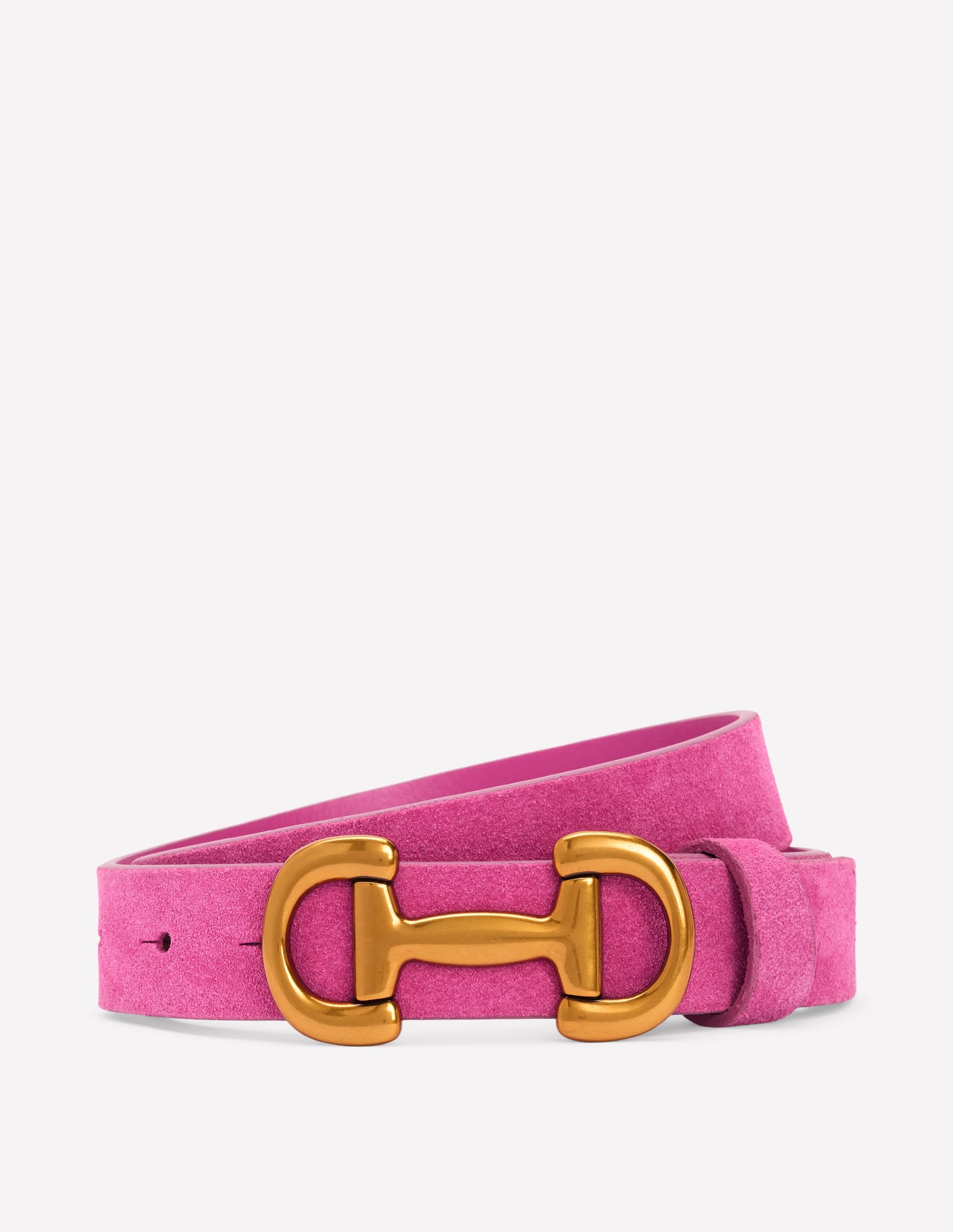 Iris Snaffle Trim Leather Belt-Pink Peony