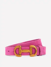 Iris Snaffle Trim Leather Belt-Pink Peony