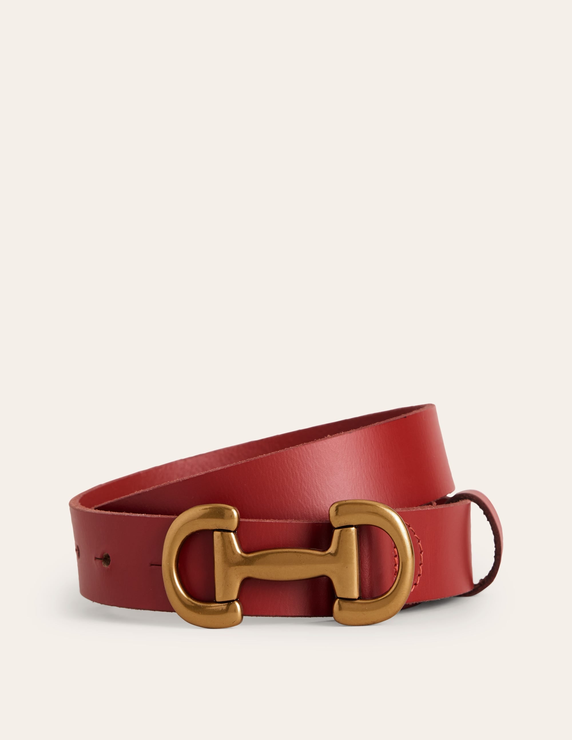 Iris Snaffle Trim Leather Belt-RED