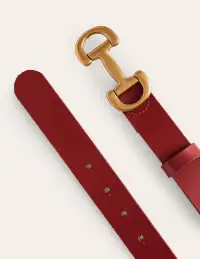 Iris Snaffle Trim Leather Belt-RED(XS)