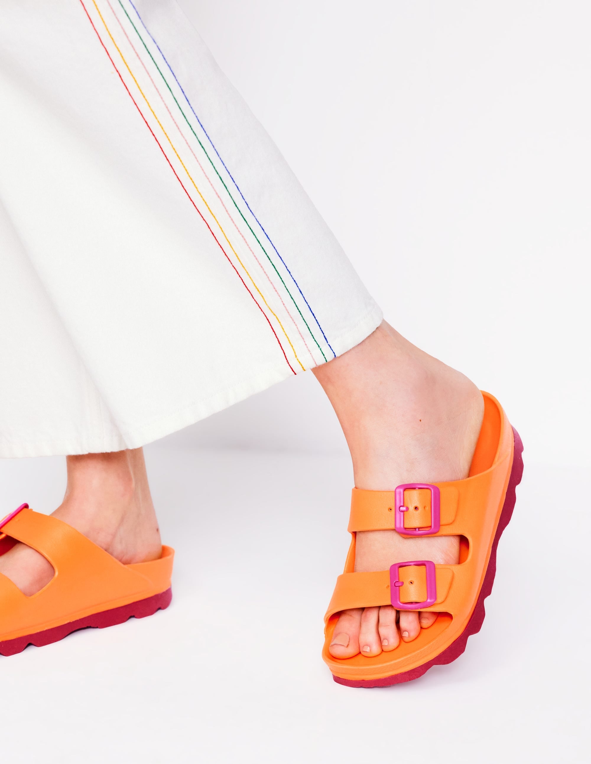 Lyla Double Buckle Slide-Orange