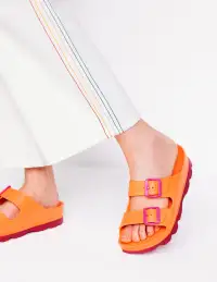 Lyla Double Buckle Slide-Orange