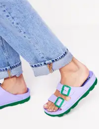 Lyla Double Buckle Slide-Lavender Purple(36)