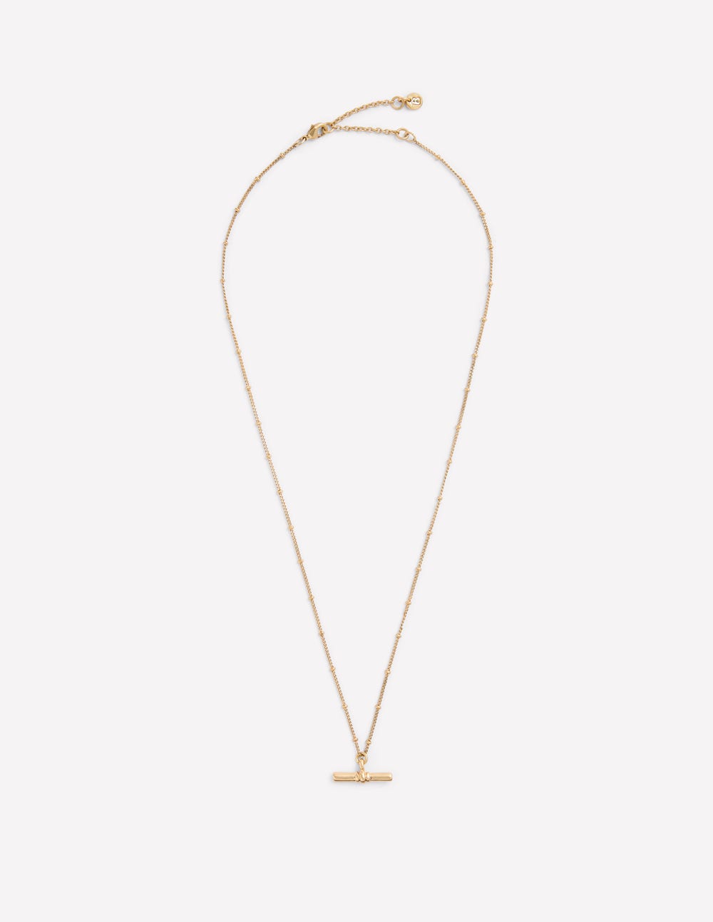 Fine T-bar Pendant Necklace-Gold