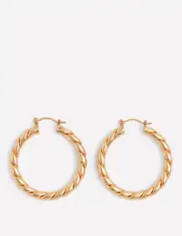 Large Chunky Twist Hoops-Gold