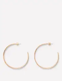 Large Hammered Hoop Earrings-Gold