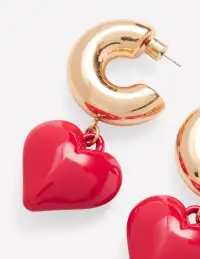 Chunky Heart Hoops-Red(ONE)