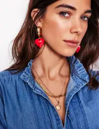 Chunky Heart Hoops-Red(ONE)