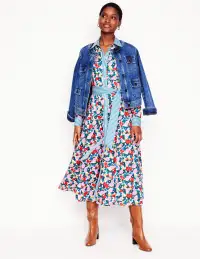 Amy Cotton Midi Shirt Dress-Multi. Painterly Meadow(Petite,2)
