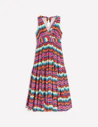 Serena Cotton Tie Maxi Dress-Multi. Abstract Wave(Petite,2)